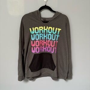 Material Girl Charcoal Hoodie with Neon Print workout size 2x